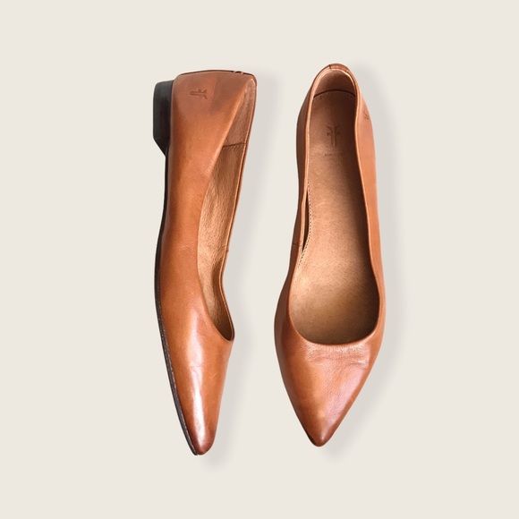 Frye Sienna Cognac Leather Ballet Pointed Flats - Picture 6 of 16